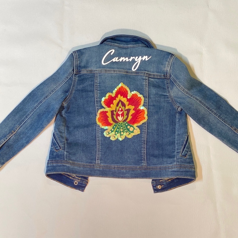 NWT toddler Shiny Flower Mood Jean Jacket